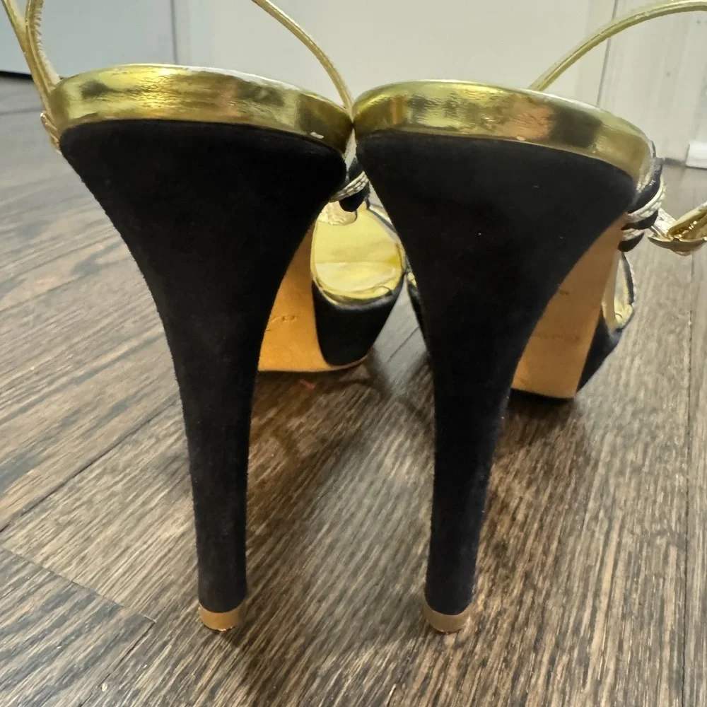 Claudia Ciuti • Black & Gold High Heel Sandals (9.5M-run small) Made in Italy